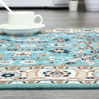 Garvee Runner Rug 2x8 Washable Rug Area Rug Vintage Hallway Indoor Floor Mat Thin Rug Retro Distressed Carpet Blue Floral Country Accent Rug Non Slip Bathroom Kitchen Bedroom Living Room
