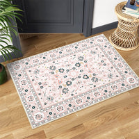 Garvee Area Rug Pink 2x3 Door Mat Washable Indoor Area Rug Vintage Rug Area Rug Distressed Medallion Area Rug Non Slip Boho Floor Carpet for Living Room Bedroom Kitchen Home Office