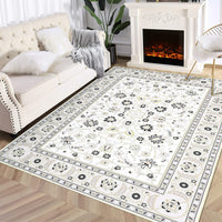 Garvee Washable Rugs Ivory/Black 4x6 Rug Boho Rug for Living Room Bedroom Decor Oriental Vintage Carpet Non Skip Floor Mats Distressed Rug for Classroom Nursery Dining Room Office