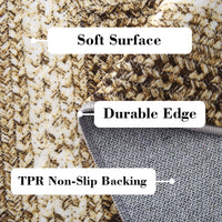 Garvee Bordered Taupe 2x3 Braided Rug, Entryway Rugs Indoor Rustic Area Rug Washable Rug Modern Geometric Area Rug Non-Slip Boho Rug for Living Room Bedroom Kitchen