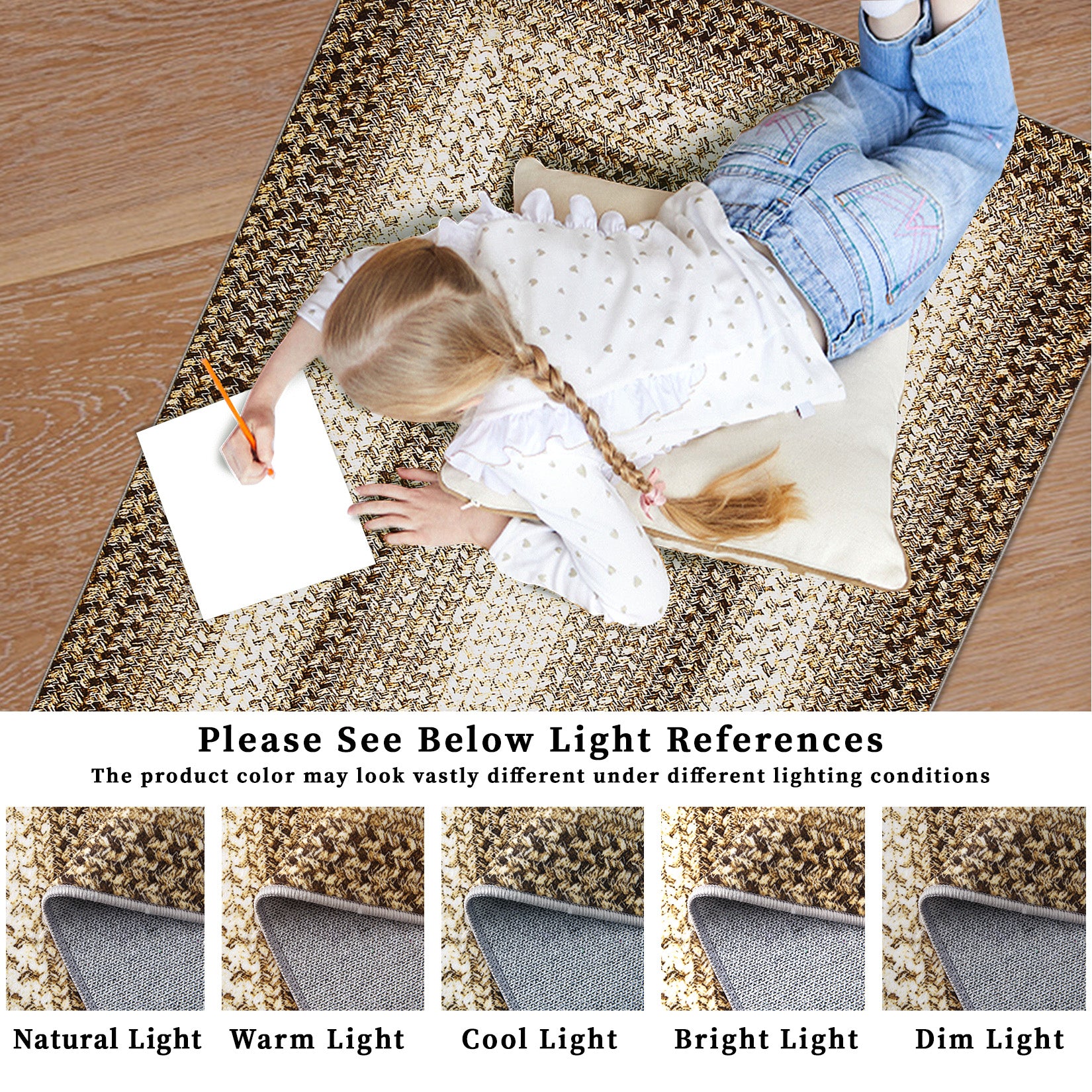 Garvee Bordered Taupe 2x3 Braided Rug, Entryway Rugs Indoor Rustic Area Rug Washable Rug Modern Geometric Area Rug Non-Slip Boho Rug for Living Room Bedroom Kitchen