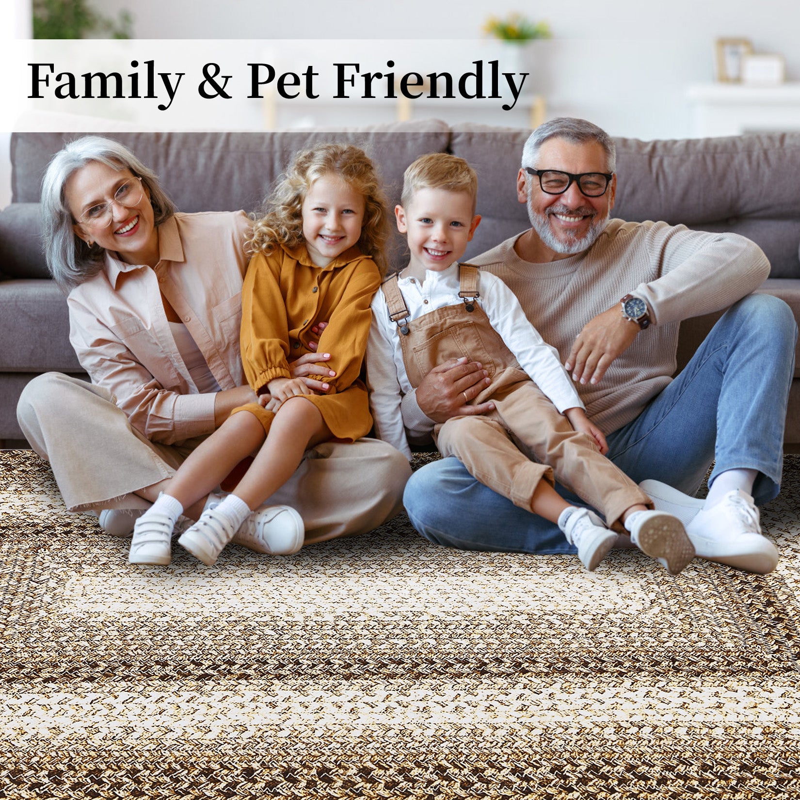 Garvee Bordered Taupe 2x3 Braided Rug, Entryway Rugs Indoor Rustic Area Rug Washable Rug Modern Geometric Area Rug Non-Slip Boho Rug for Living Room Bedroom Kitchen