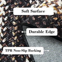 Garvee Bordered Black Multi 2x6 Hallway Runner Rug Braided Printed Runner Rug Washable Rug Boho Runner Rug Modern Geometric Rug Rustic Floor Cover Runner for Entryway Laundry Living Room Bedroom Kitchen