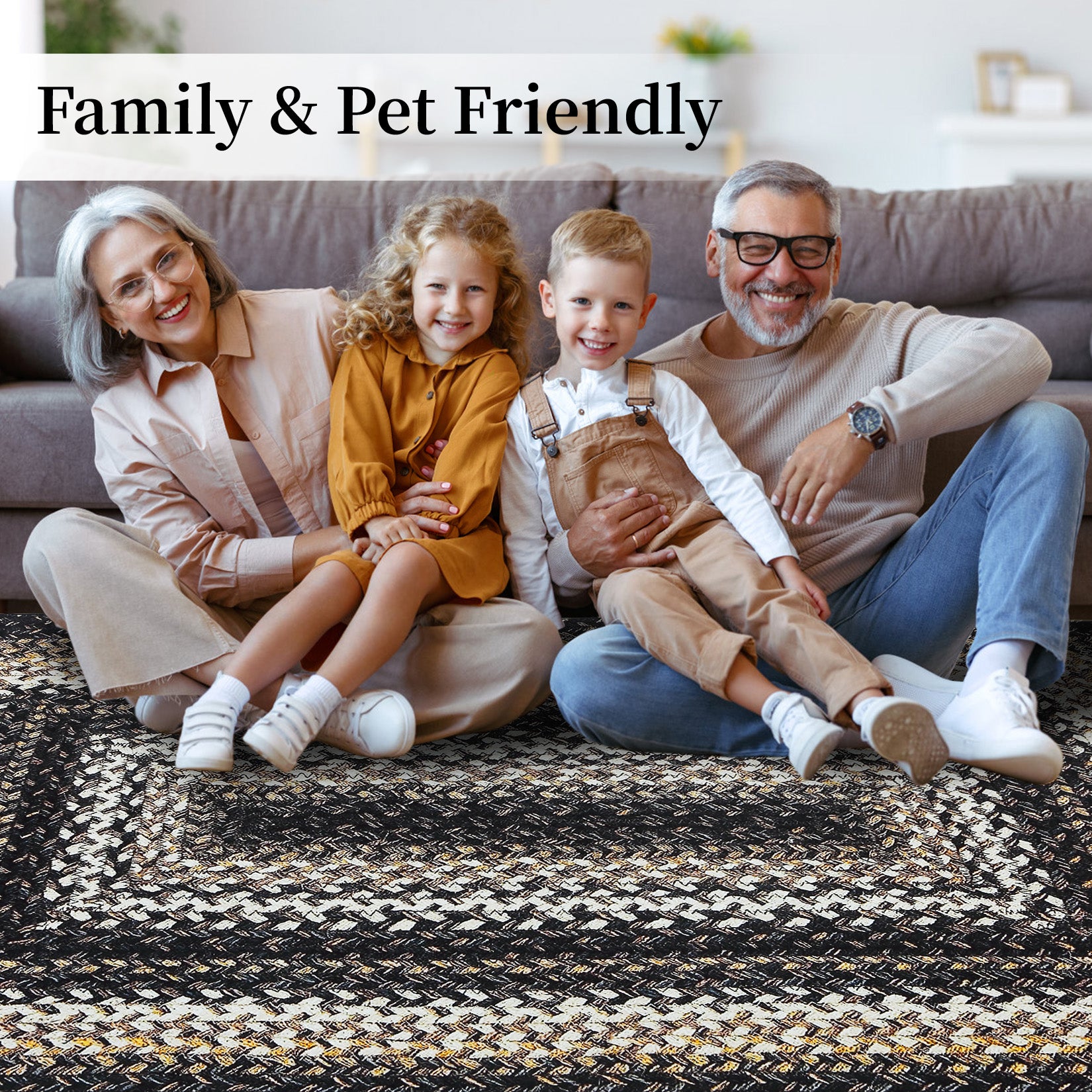 Garvee Bordered Black Multi 2x6 Hallway Runner Rug Braided Printed Runner Rug Washable Rug Boho Runner Rug Modern Geometric Rug Rustic Floor Cover Runner for Entryway Laundry Living Room Bedroom Kitchen