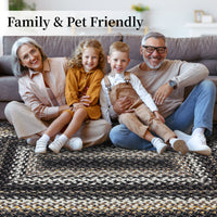 Garvee Bordered Black Multi 2x6 Hallway Runner Rug Braided Printed Runner Rug Washable Rug Boho Runner Rug Modern Geometric Rug Rustic Floor Cover Runner for Entryway Laundry Living Room Bedroom Kitchen