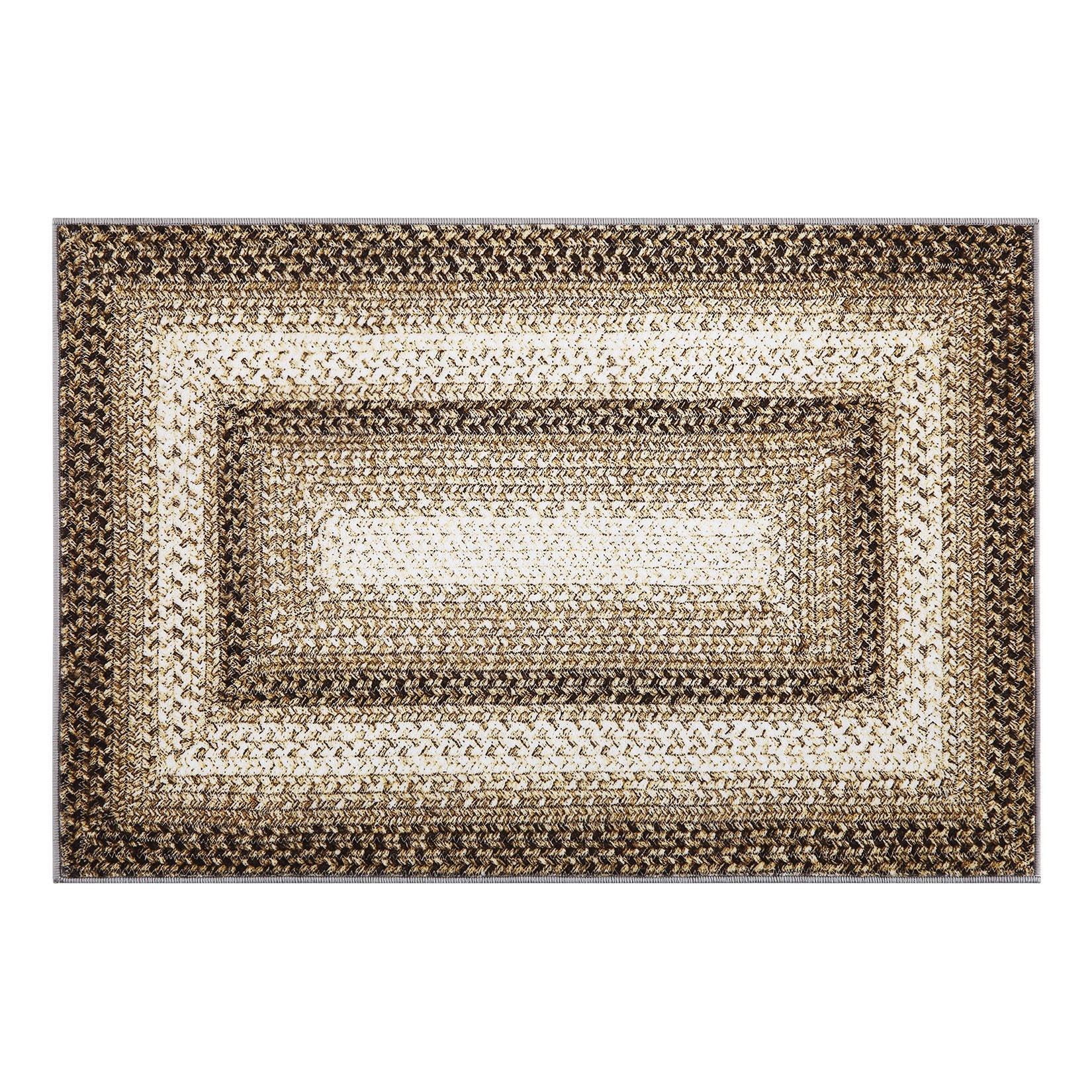 Garvee Bordered Taupe 2x3 Braided Rug, Entryway Rugs Indoor Rustic Area Rug Washable Rug Modern Geometric Area Rug Non-Slip Boho Rug for Living Room Bedroom Kitchen