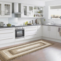 Garvee Bordered Taupe 2x6 Hallway Runner Rug, Braided Printed Runner Rug Washable Rug Boho Runner Rug Modern Geometric Rug Rustic Floor Cover Runner for Entryway Laundry Living Room Bedroom Kitchen