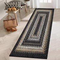 Garvee Bordered Black Multi 2x6 Hallway Runner Rug Braided Printed Runner Rug Washable Rug Boho Runner Rug Modern Geometric Rug Rustic Floor Cover Runner for Entryway Laundry Living Room Bedroom Kitchen