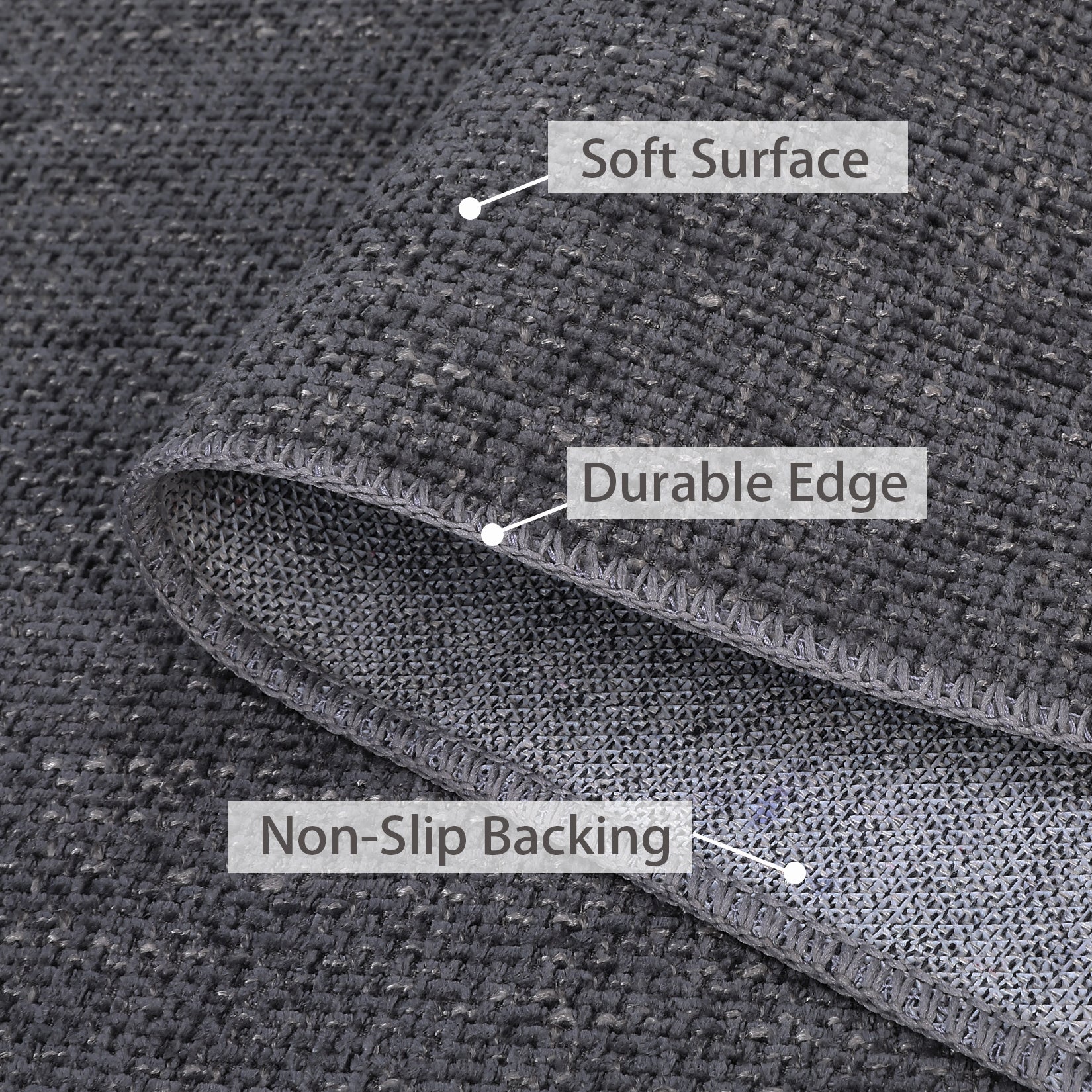 Garvee Area Rug 2x3 Modern Solid Small Washable Rug Chenille Front Door Doormat Indoor Foldable Floor Cover Entryway Door Mat Boho Non-Slip Welcome Mat for Living Room Bedroom Bedside Dark Grey