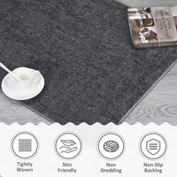 Garvee Area Rug 2x3 Modern Solid Small Washable Rug Chenille Front Door Doormat Indoor Foldable Floor Cover Entryway Door Mat Boho Non-Slip Welcome Mat for Living Room Bedroom Bedside Dark Grey