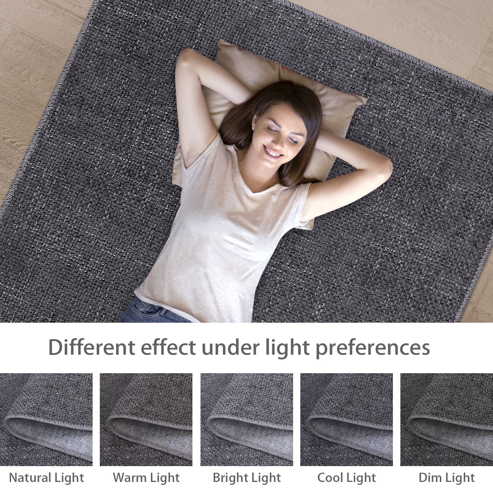 Garvee Area Rug 2x3 Modern Solid Small Washable Rug Chenille Front Door Doormat Indoor Foldable Floor Cover Entryway Door Mat Boho Non-Slip Welcome Mat for Living Room Bedroom Bedside Dark Grey