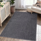 Garvee Area Rug 2x3 Modern Solid Small Washable Rug Chenille Front Door Doormat Indoor Foldable Floor Cover Entryway Door Mat Boho Non-Slip Welcome Mat for Living Room Bedroom Bedside Dark Grey - Dark Gray
