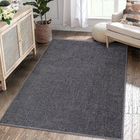 Garvee Area Rug 2x3 Modern Solid Small Washable Rug Chenille Front Door Doormat Indoor Foldable Floor Cover Entryway Door Mat Boho Non-Slip Welcome Mat for Living Room Bedroom Bedside Dark Grey