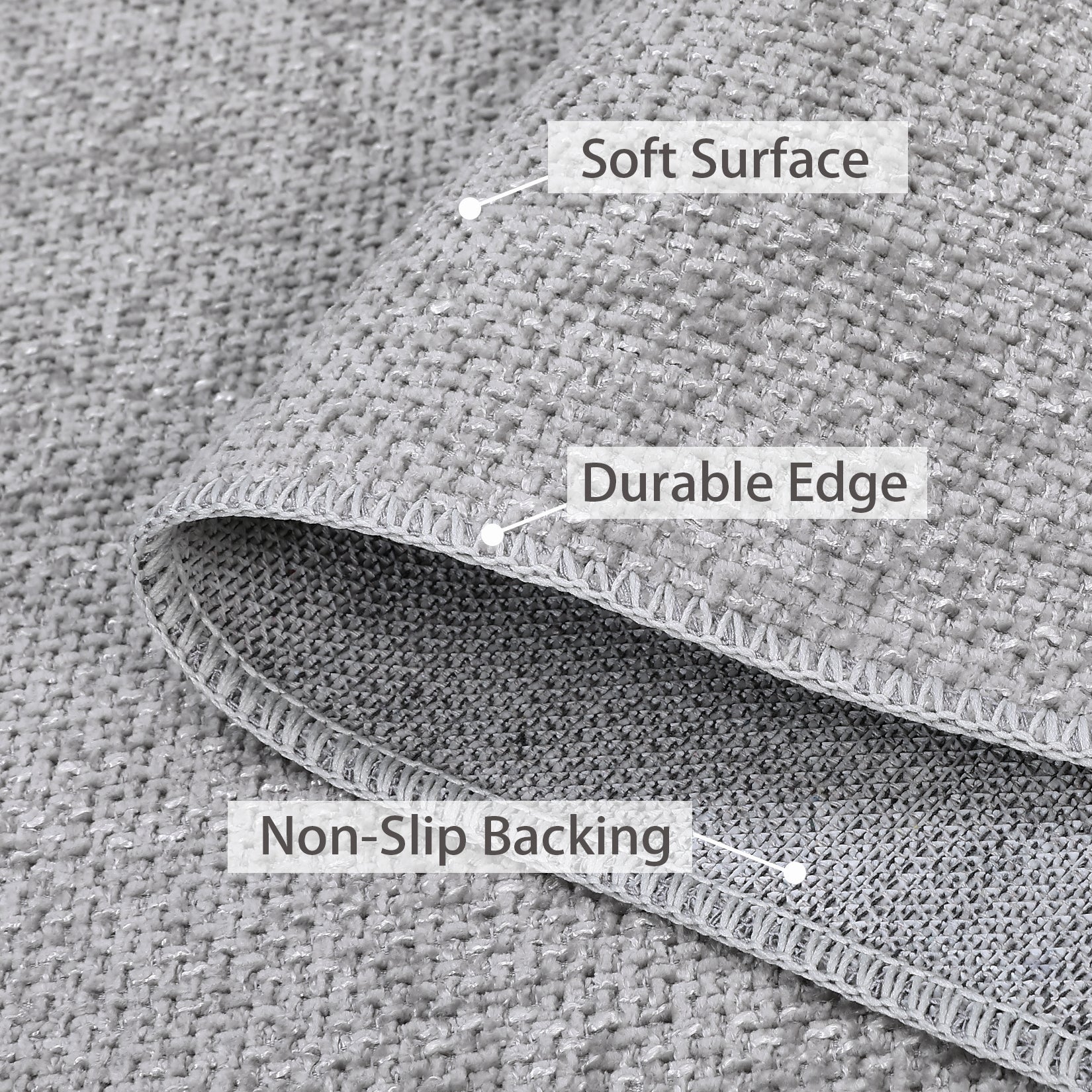 Garvee Area Rug 2x3 Modern Solid Small Washable Rug Chenille Front Door Doormat Indoor Foldable Floor Cover Entryway Door Mat Boho Non-Slip Welcome Mat for Living Room Bedroom Bedside Light Grey