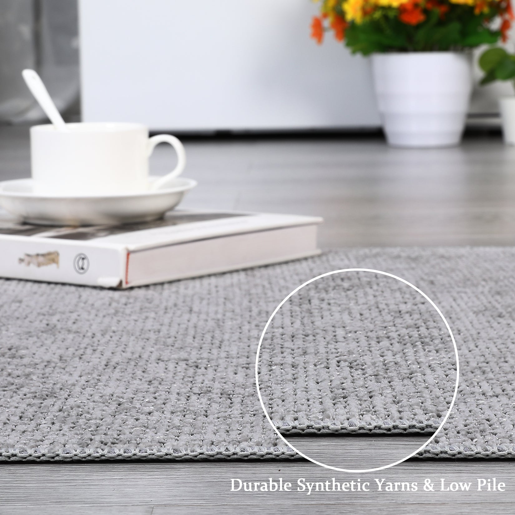 Garvee Area Rug 2x3 Modern Solid Small Washable Rug Chenille Front Door Doormat Indoor Foldable Floor Cover Entryway Door Mat Boho Non-Slip Welcome Mat for Living Room Bedroom Bedside Light Grey