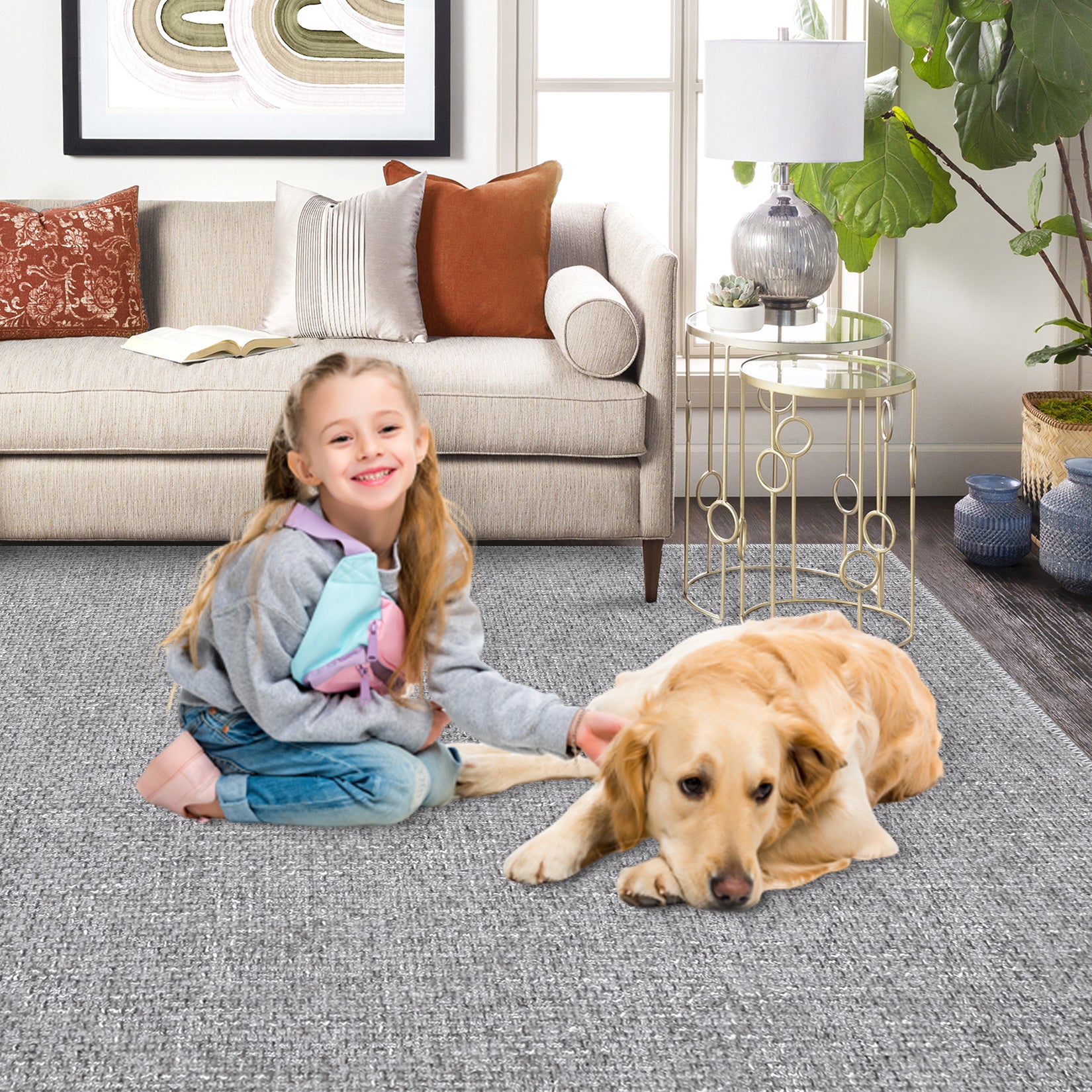 Garvee Area Rug 2x3 Modern Solid Small Washable Rug Chenille Front Door Doormat Indoor Foldable Floor Cover Entryway Door Mat Boho Non-Slip Welcome Mat for Living Room Bedroom Bedside Light Grey