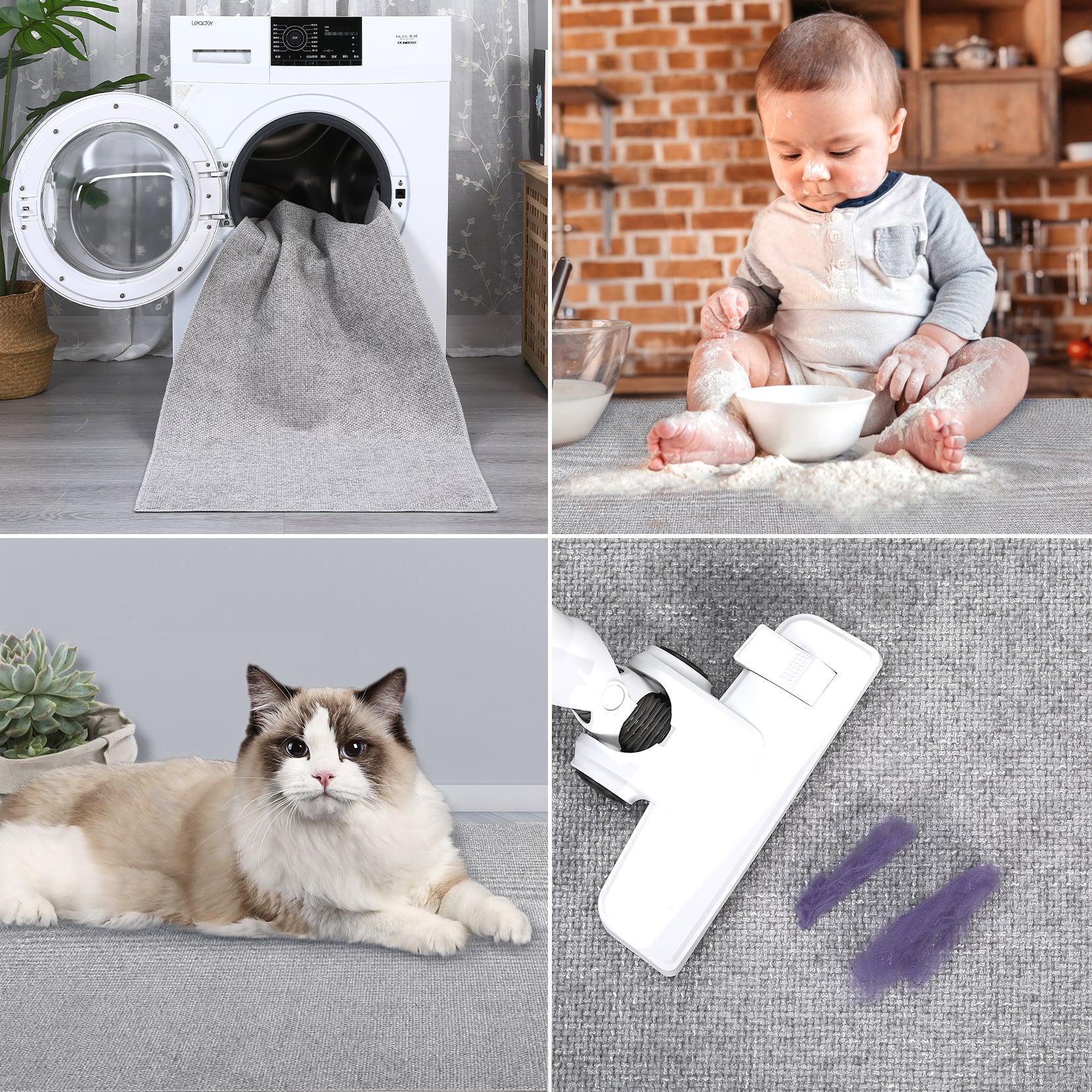 Garvee Area Rug 2x6 Modern Runner Rug Indoor Chenille Washable Rug Entryway Runners Boho Vintage Hallway Runner Rug Non-Slip Foldable Long Rug Bedside Laundry Kitchen Thin Rug Runners Light Grey