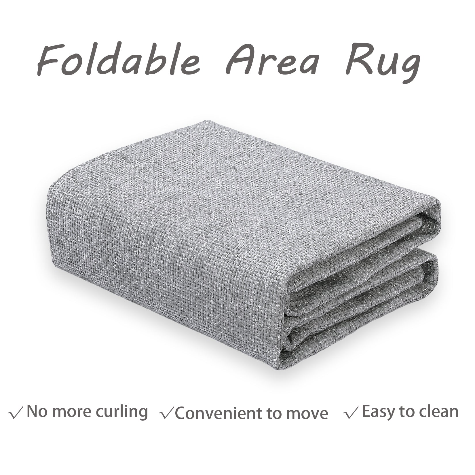 Garvee Area Rug 2x3 Modern Solid Small Washable Rug Chenille Front Door Doormat Indoor Foldable Floor Cover Entryway Door Mat Boho Non-Slip Welcome Mat for Living Room Bedroom Bedside Light Grey