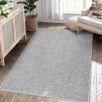 Garvee Area Rug 2x3 Modern Solid Small Washable Rug Chenille Front Door Doormat Indoor Foldable Floor Cover Entryway Door Mat Boho Non-Slip Welcome Mat for Living Room Bedroom Bedside Light Grey