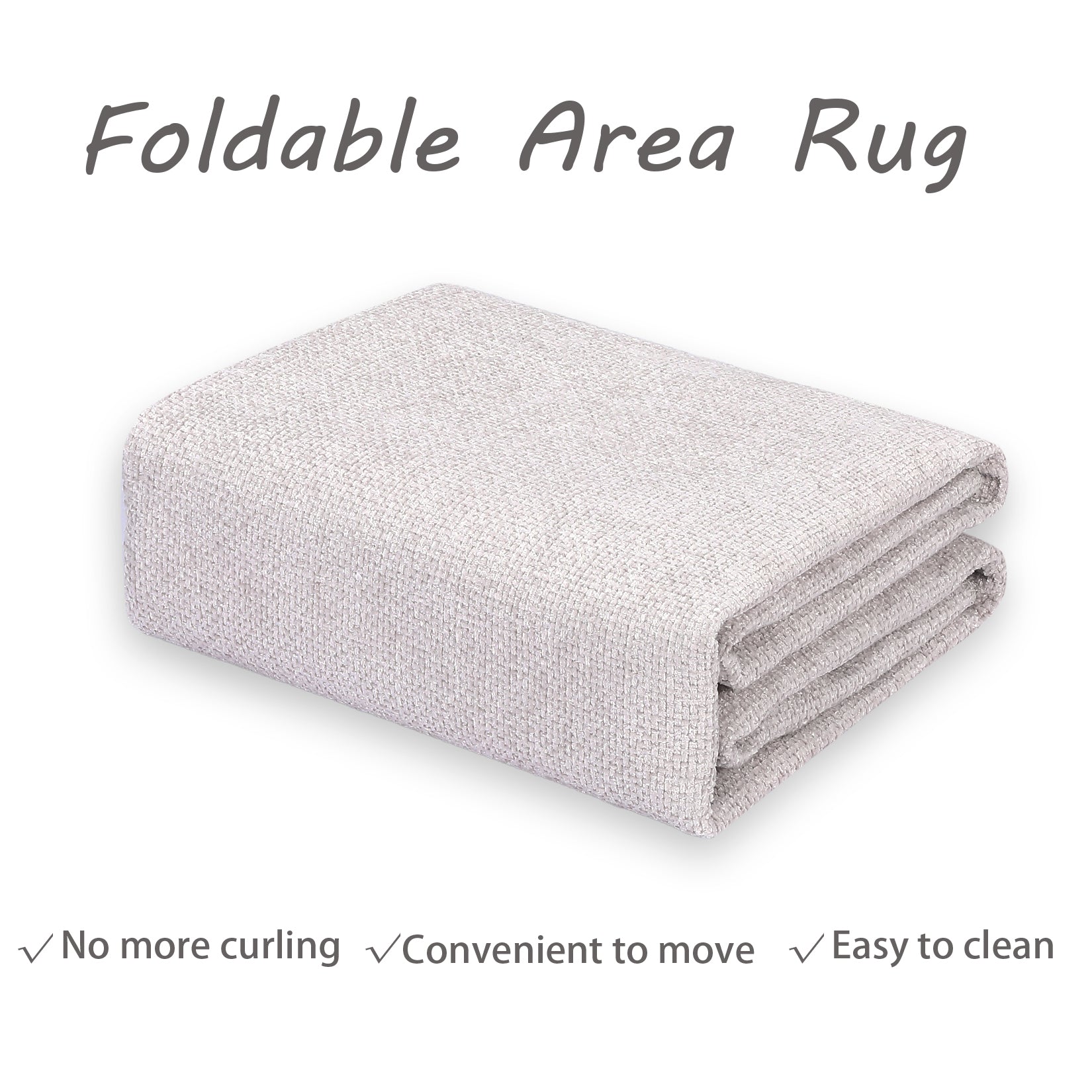 Garvee Modern Washable Solid Textured Rug 5x7 - Stain Resistant, Non-Slip, Chenille Fibers, Foldable, Ideal for Living Room, Farmhouse Decor