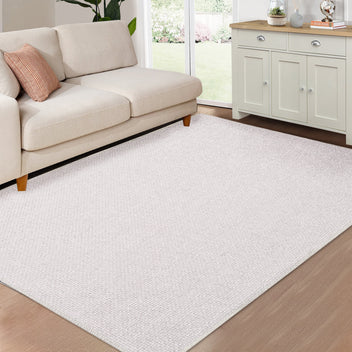 Garvee Cream White 8x10 Area Rug for Living Room Machine Washable Area Rug Modern Solid Textured Rug Chenille Indoor Carpet Easy-Cleaning Foldable Rug Boho Non-Slip Throw Carpet for Bedroom