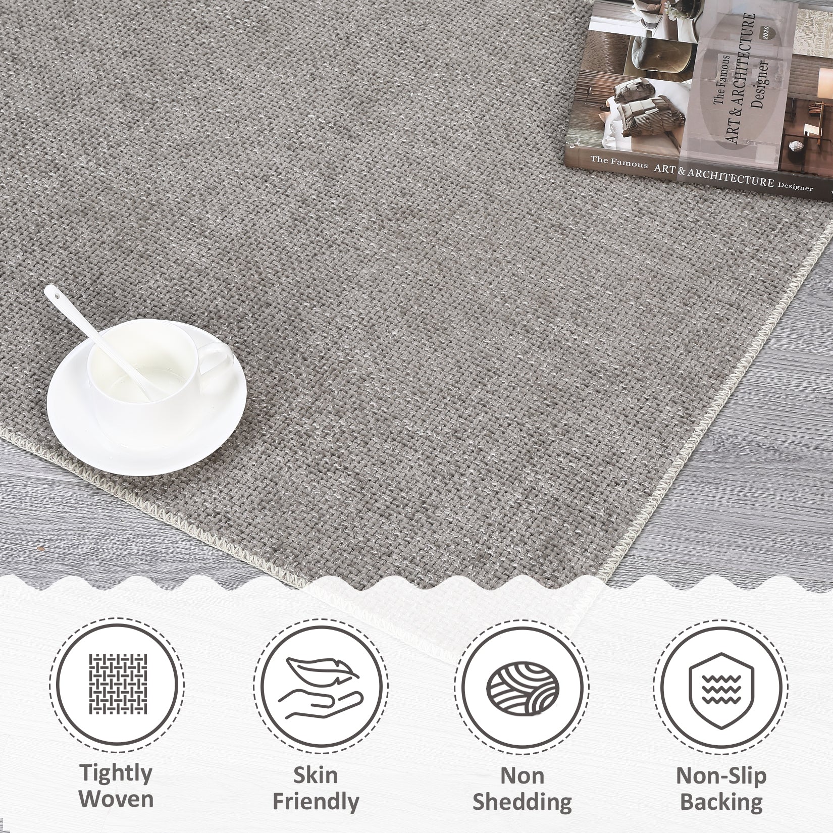 Garvee Area Rug 2x3 Modern Solid Small Washable Rug Chenille Front Door Doormat Indoor Foldable Floor Cover Entryway Door Mat Boho Non-Slip Welcome Mat for Living Room Bedroom Bedside Khaki