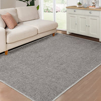 Garvee Washable Rug 5x7 Modern Rug Solid Low Pile Area Rug Contemporary Textured Area Rugs for Living Room Bedroom Farmhouse Non-Shedding Foldable Rug Dining Room Nursery Home Office Khaki