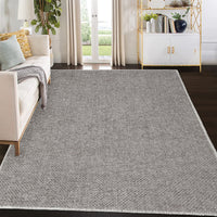 Garvee Washable Rug 5x7 Modern Rug Solid Low Pile Area Rug Contemporary Textured Area Rugs for Living Room Bedroom Farmhouse Non-Shedding Foldable Rug Dining Room Nursery Home Office Khaki