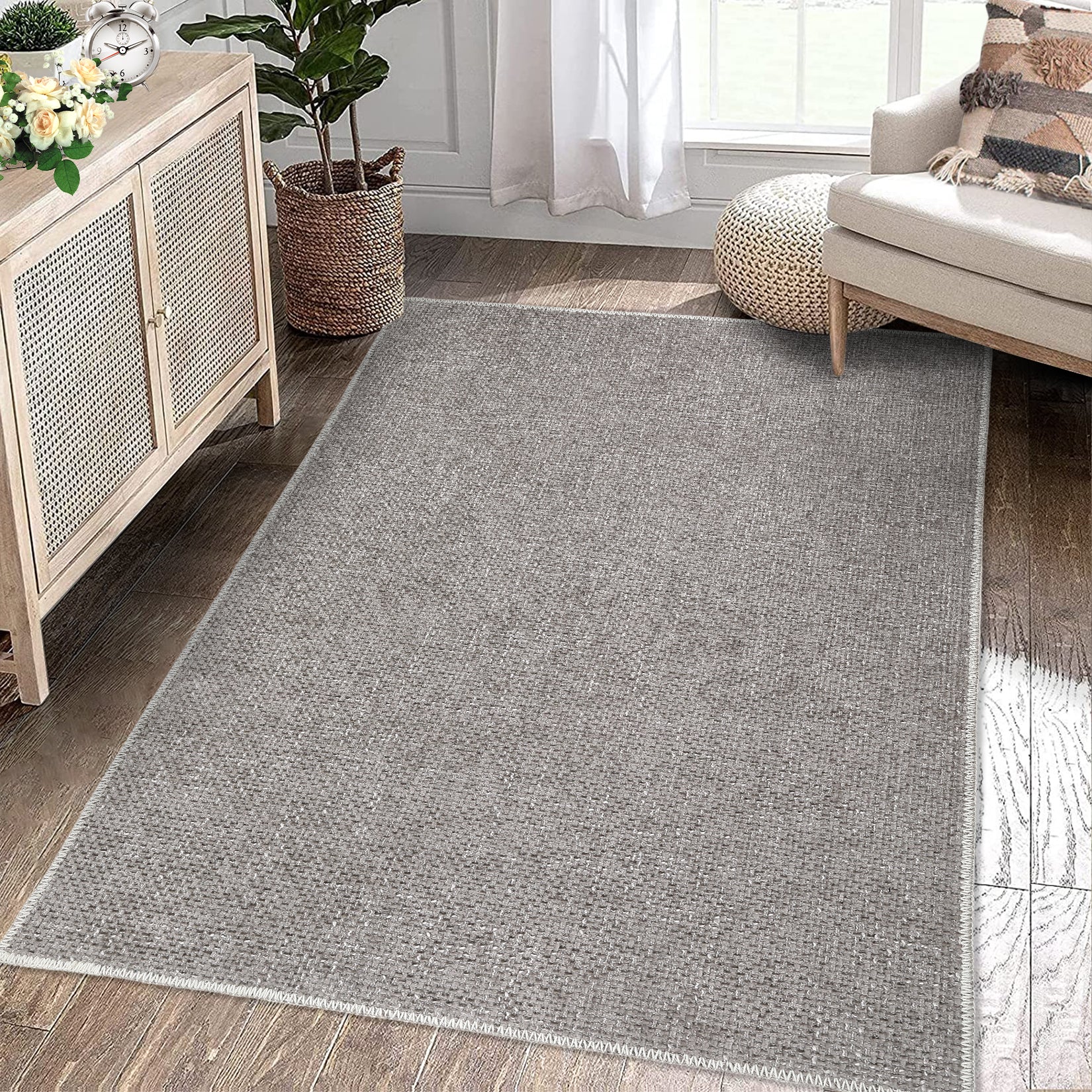 Garvee Area Rug 2x3 Modern Solid Small Washable Rug Chenille Front Door Doormat Indoor Foldable Floor Cover Entryway Door Mat Boho Non-Slip Welcome Mat for Living Room Bedroom Bedside Khaki