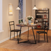 Garvee Round Dining Table Set for 2, Modern Kitchen Table Chairs Set of 2, Small Dining Room Table Set with 2 Upholstered Chairs, Furniture Set Dinette for Small Place, Apartment(Brown)