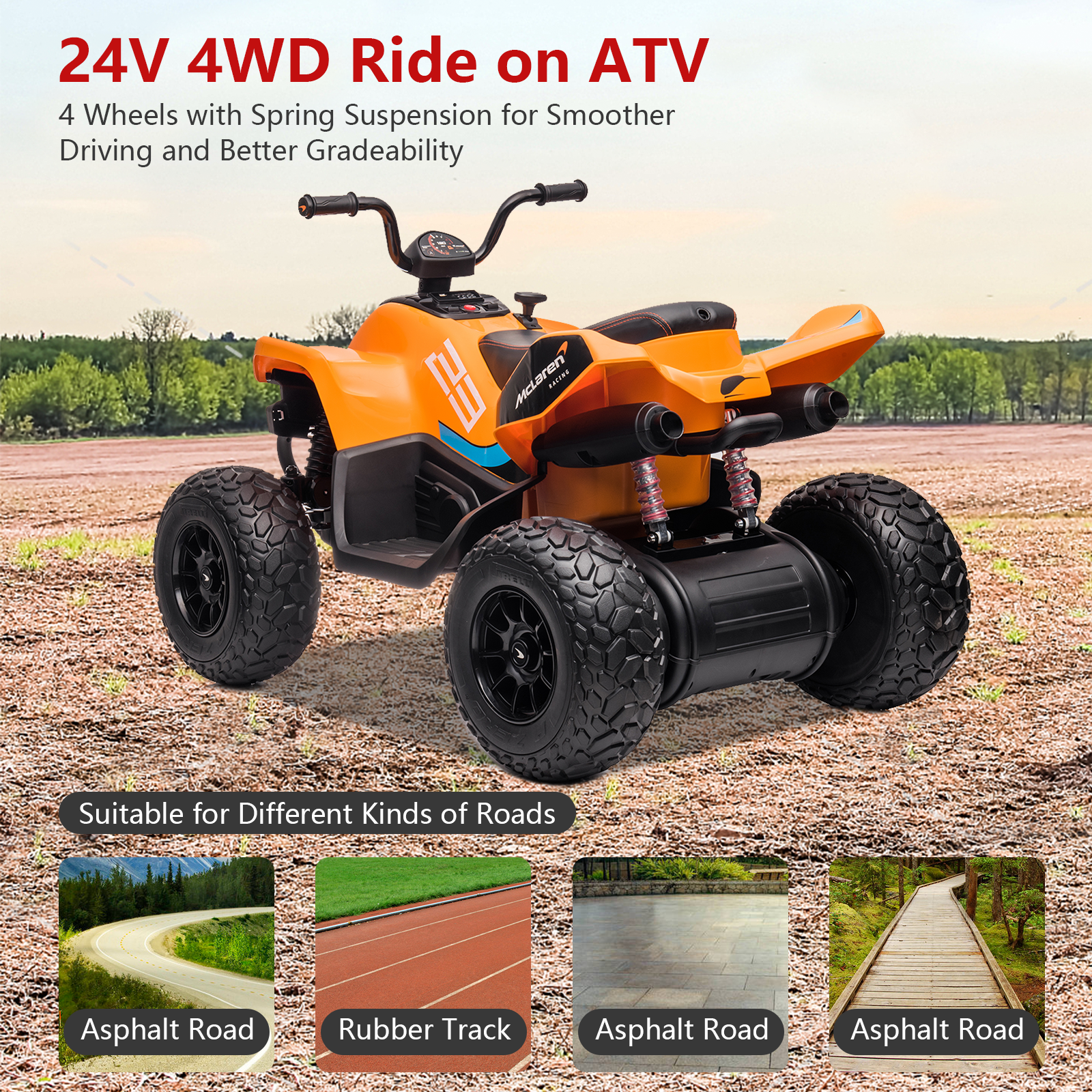24V Mc-Laren Ride On Car Kids ATV 3+ with LED and Music Mode