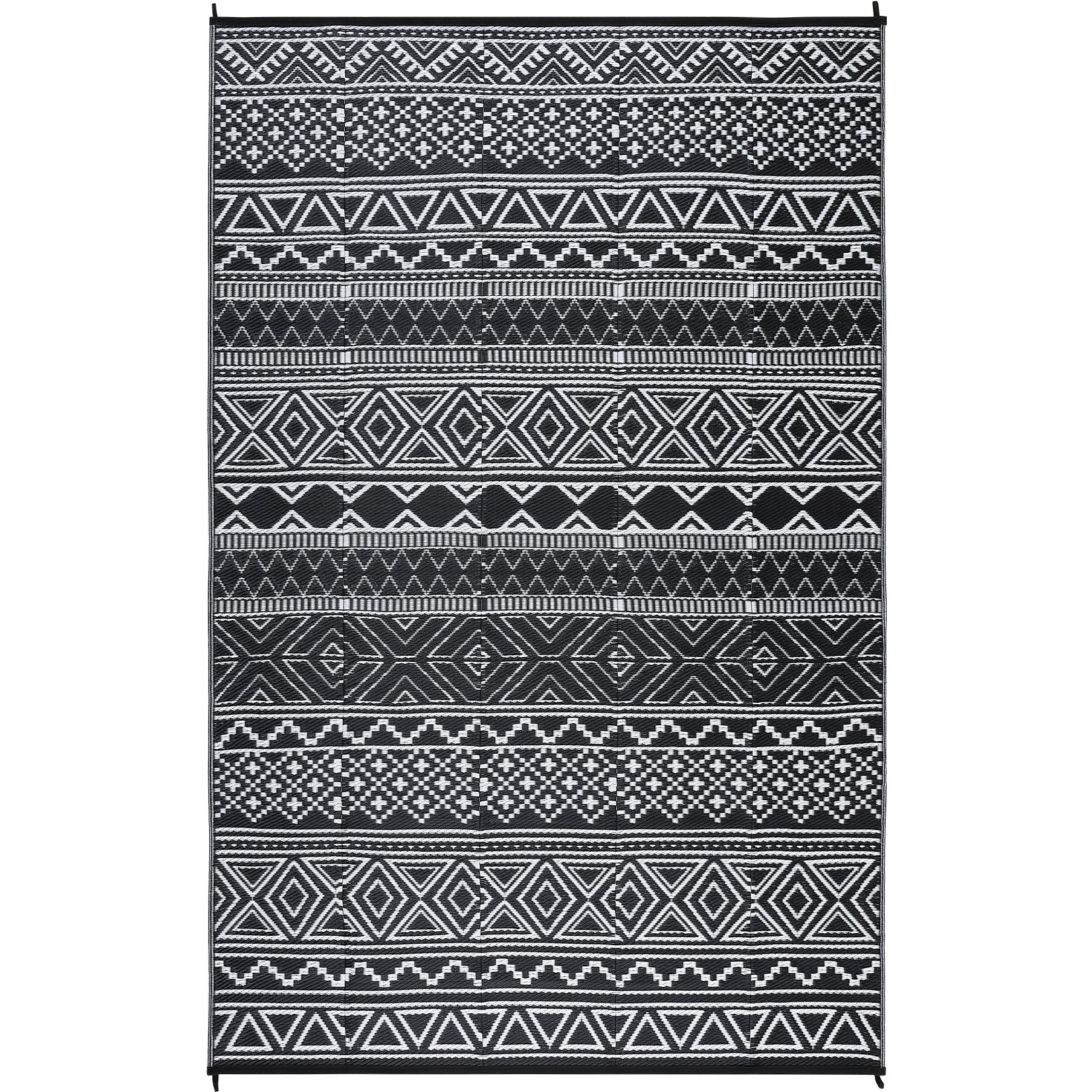 Garvee Outdoor Black & White 10x20 Ultra Large Area Rug, Non-Slip Stain-Resistant Foldable Plastic Outdoor Mat for Camping Picnic Beach Balcony