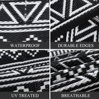 Garvee Outdoor Black & White 10x20 Ultra Large Area Rug, Non-Slip Stain-Resistant Foldable Plastic Outdoor Mat for Camping Picnic Beach Balcony