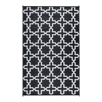Garvee Outdoor Black & White 6x9 Rug, Waterproof Reversible Plastic Straw Geometric Carpet for Camping, RV, Backyard, Deck, Patio