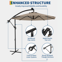 Garvee 10' Cantilever Umbrella with 360 Rotating Base, UV Protection Offset Patio Umbrella 11 Ribs Outdoor Sun Shade with Easy Tilt Adjustment for Backyard, Lawn, Garden, Tan