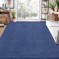 Garvee 9x12 Area Rug Modern Solid Textured Extra Large Area Rug Machine Washable Rug for Living Room, Non-Slip Stain Resistant Accent Rug Farmhouse Weaving Floor Cover Carpet for Bedroom, Navy