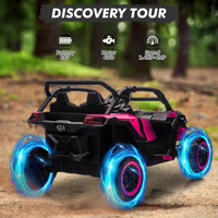 Garvee Ride - P Series: 24V Ride On Utv For Kids,2 Seater 4WD Electric Truck With Remote Control, High And Low Speed Adjustment, Led Lights, 4 Shock Absorbersm,One Click Start, Music Player(Rose)