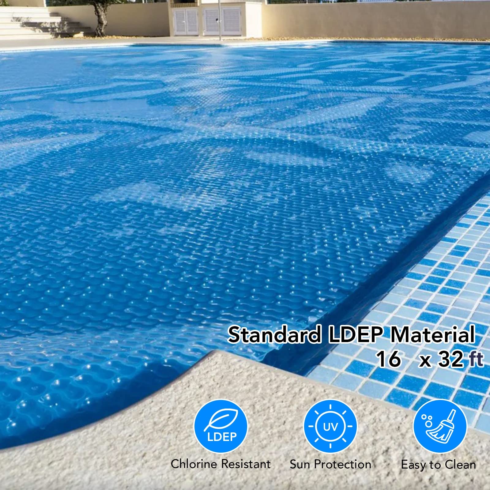 GARVEE 16ft x 32ft Solar Cover Heat Retaining Blanket for Rectangular Swimming Pools 200um