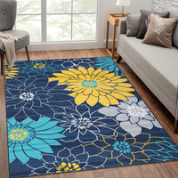 Garvee Floral Farmhouse Distressed 9x12 Area Rug | Washable Non-Slip Low Pile & Non-Shedding | Large Accent Rug for Living Room, Bedroom Decor