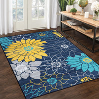 Garvee Floral Farmhouse Distressed 9x12 Area Rug | Washable Non-Slip Low Pile & Non-Shedding | Large Accent Rug for Living Room, Bedroom Decor