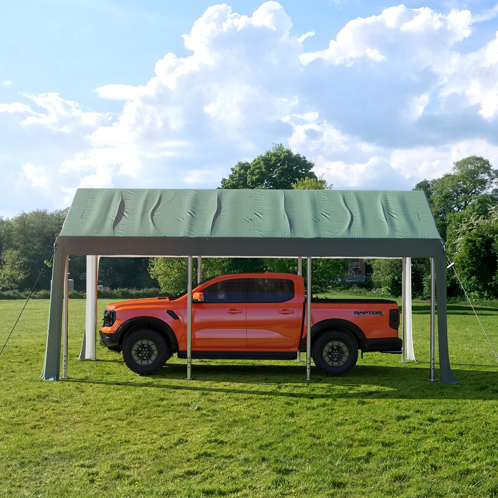 Garvee Heavy Duty 13x20 ft Carport with Reinforced Frame, UV-Resistant Waterproof PE, Large Space, Easy Setup, Portable Garage for Full-Size Pickup & Boats