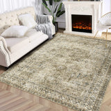 Garvee Persian Brown & Khaki 10x13 Area Extra Large, Washable Living Room Rug Ultra Soft Non-Slip Backing Vintage Floor Cover Retro Carpet for Bedroom Dining Room - Brown & Khaki