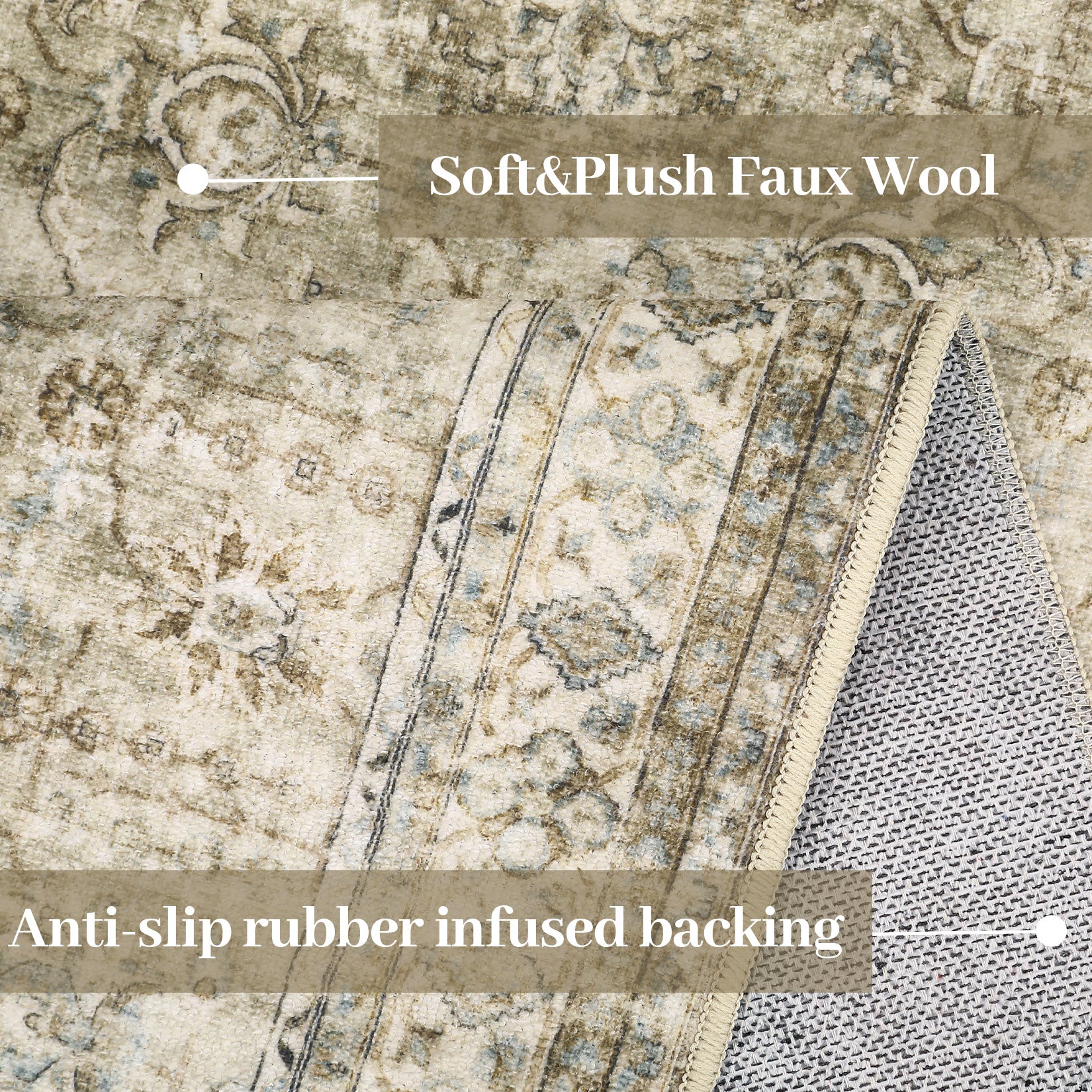 Garvee Persian Brown & Khaki 10x13 Area Extra Large, Washable Living Room Rug Ultra Soft Non-Slip Backing Vintage Floor Cover Retro Carpet for Bedroom Dining Room