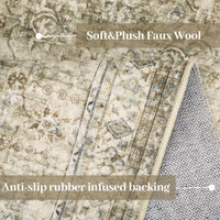 Garvee Persian Brown & Khaki 10x13 Area Extra Large, Washable Living Room Rug Ultra Soft Non-Slip Backing Vintage Floor Cover Retro Carpet for Bedroom Dining Room