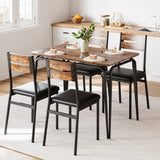 Garvee Modern Dining Table and Chair Set with for Rectangle Wood Table and 4 Upholstered Seats, Brown - Brown