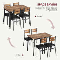 Garvee Modern Dining Table and Chair Set with for Rectangle Wood Table and 4 Upholstered Seats, Brown