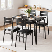 Garvee Dining Table Set for 4, Kitchen Table and Chairs for 4, 5 Piece Kitchen Dining Room Table Set, Space-Saving Wood Modern Rectangle Dinner Table Dinette Furniture for Home, Office, Black