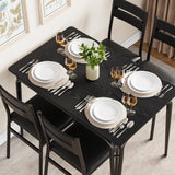 Garvee Modern Dining Table and Chair Set with for Rectangle Wood Table and 4 Upholstered Seats, Black - Black
