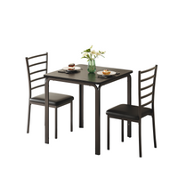 Garvee Small Square Dining Table Set for 2, Space Saving Wood Dinette with Upholstered Seats, Ideal for Kitchen, Dining Room, Home Office, Black