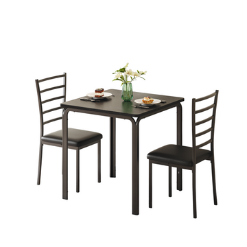 Garvee Small Square Dining Table Set for 2, Space Saving Wood Dinette with Upholstered Seats, Ideal for Kitchen, Dining Room, Home Office, Black